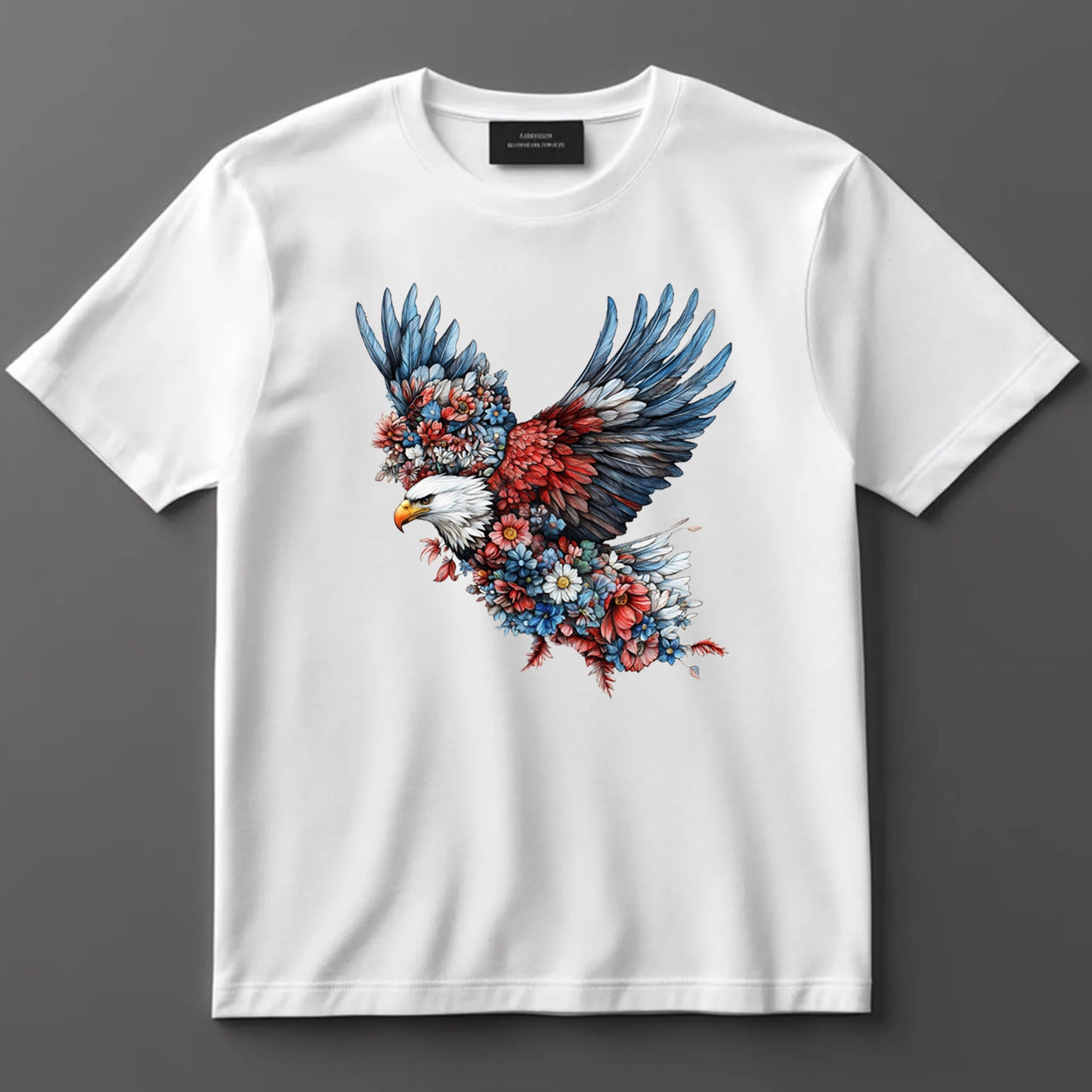 4th Of July DTF Transfer Iron On Heat Transfer - Ready to Press, Floral American Eagle DTF Transfer 7436