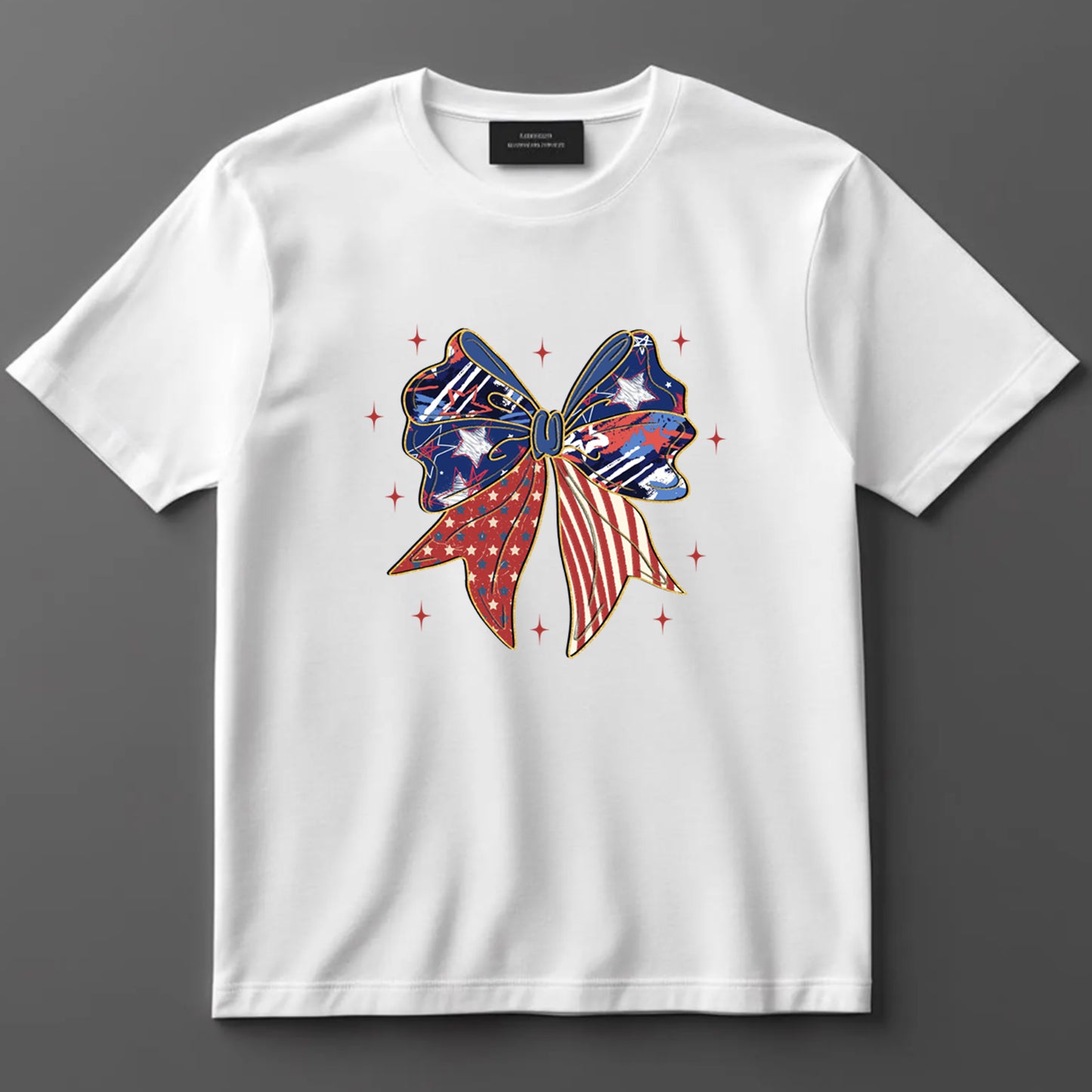 4th Of July DTF Transfer Iron On Heat Transfer - Ready to Press, American Flag Bow DTF Transfer 7475