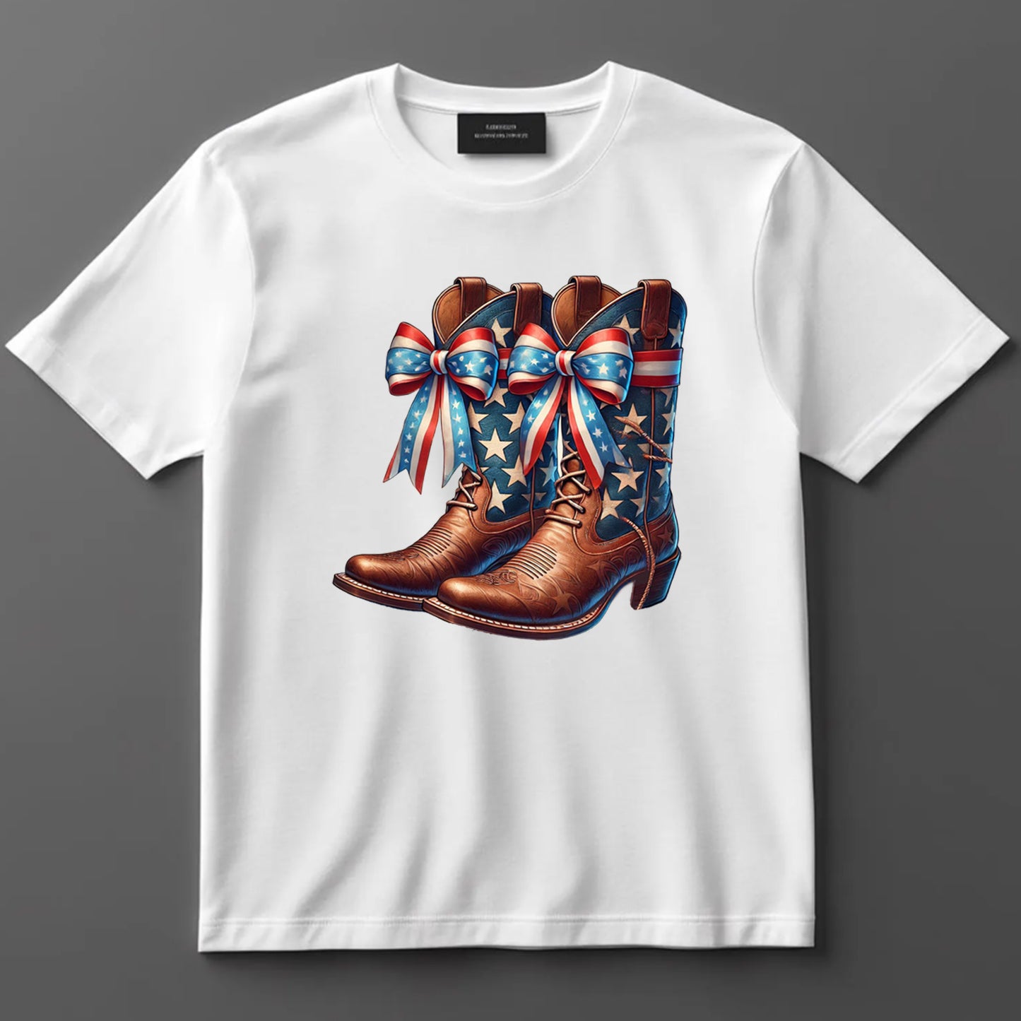 4th Of July DTF Transfer Iron On Heat Transfer - Ready to Press, Patriotic Cowgirl Boots DTF Transfer 7606