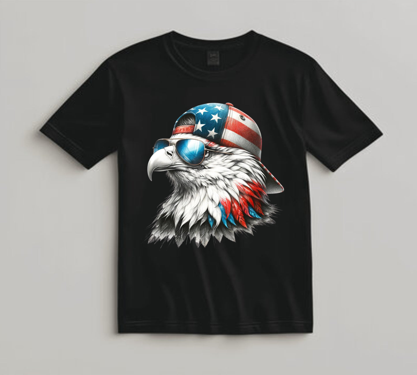 4th Of July DTF Transfer Iron On Heat Transfer - Ready to Press, Cool Patriotic Eagle Head DTF Transfer 7832