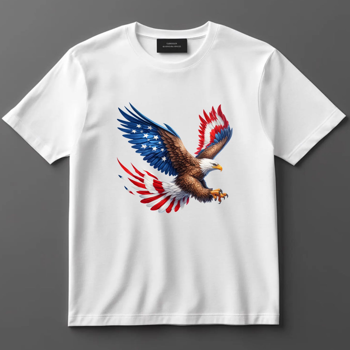 4th Of July DTF Transfer Iron On Heat Transfer - Ready to Press, Flying Patriotic Eagle DTF Transfer 7839