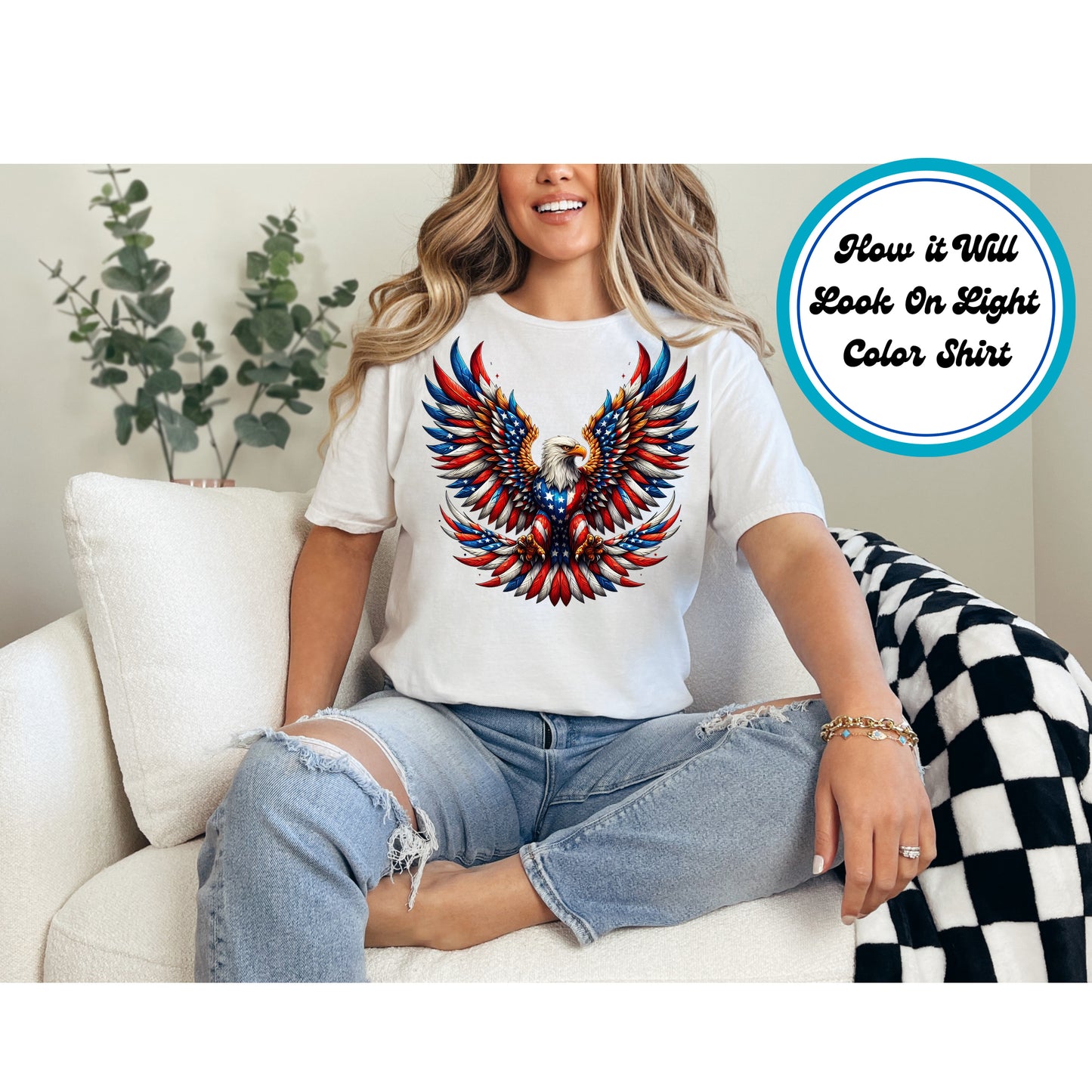 4th Of July DTF Transfer Iron On Heat Transfer - Ready to Press, American Eagle DTF Transfer 7864