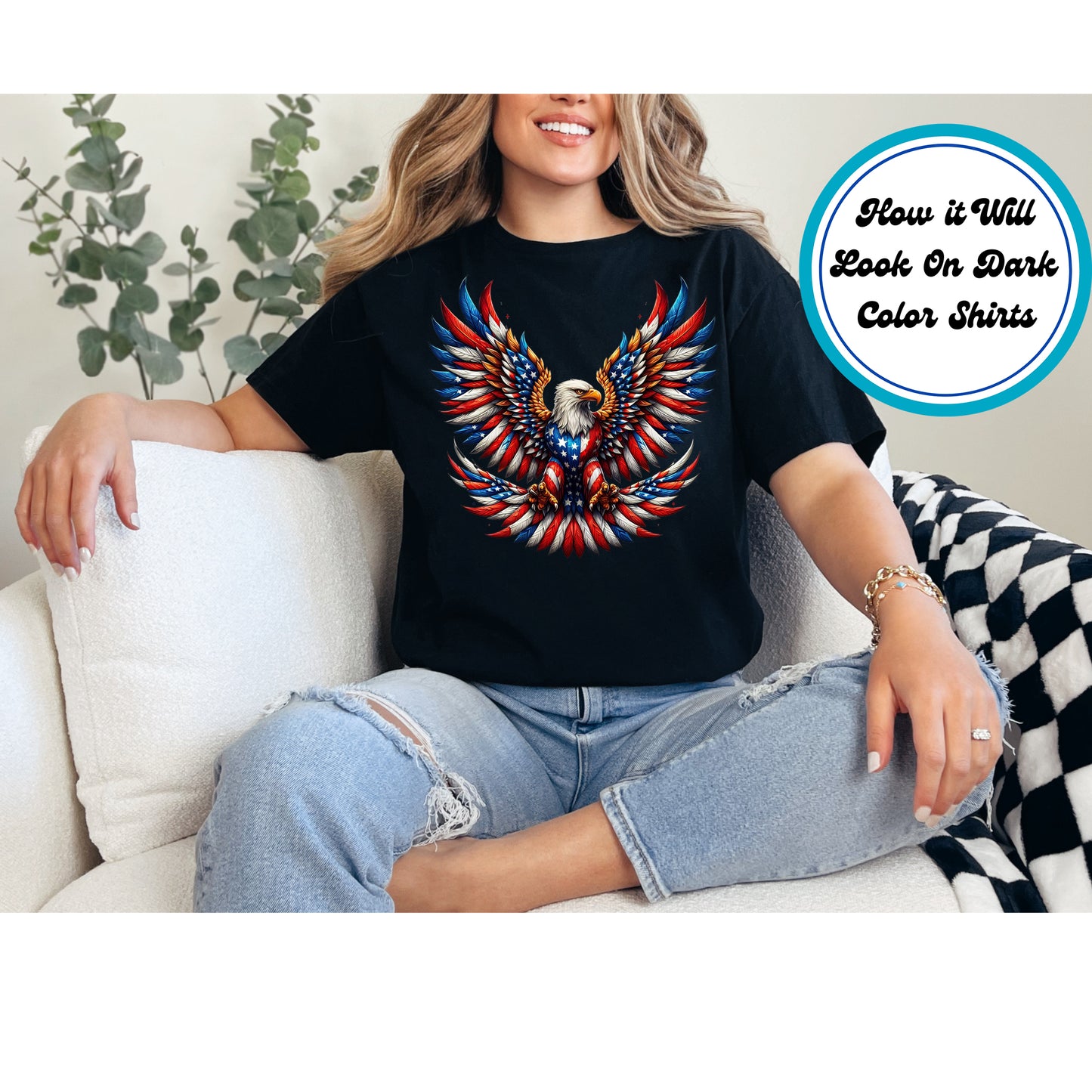 4th Of July DTF Transfer Iron On Heat Transfer - Ready to Press, American Eagle DTF Transfer 7864