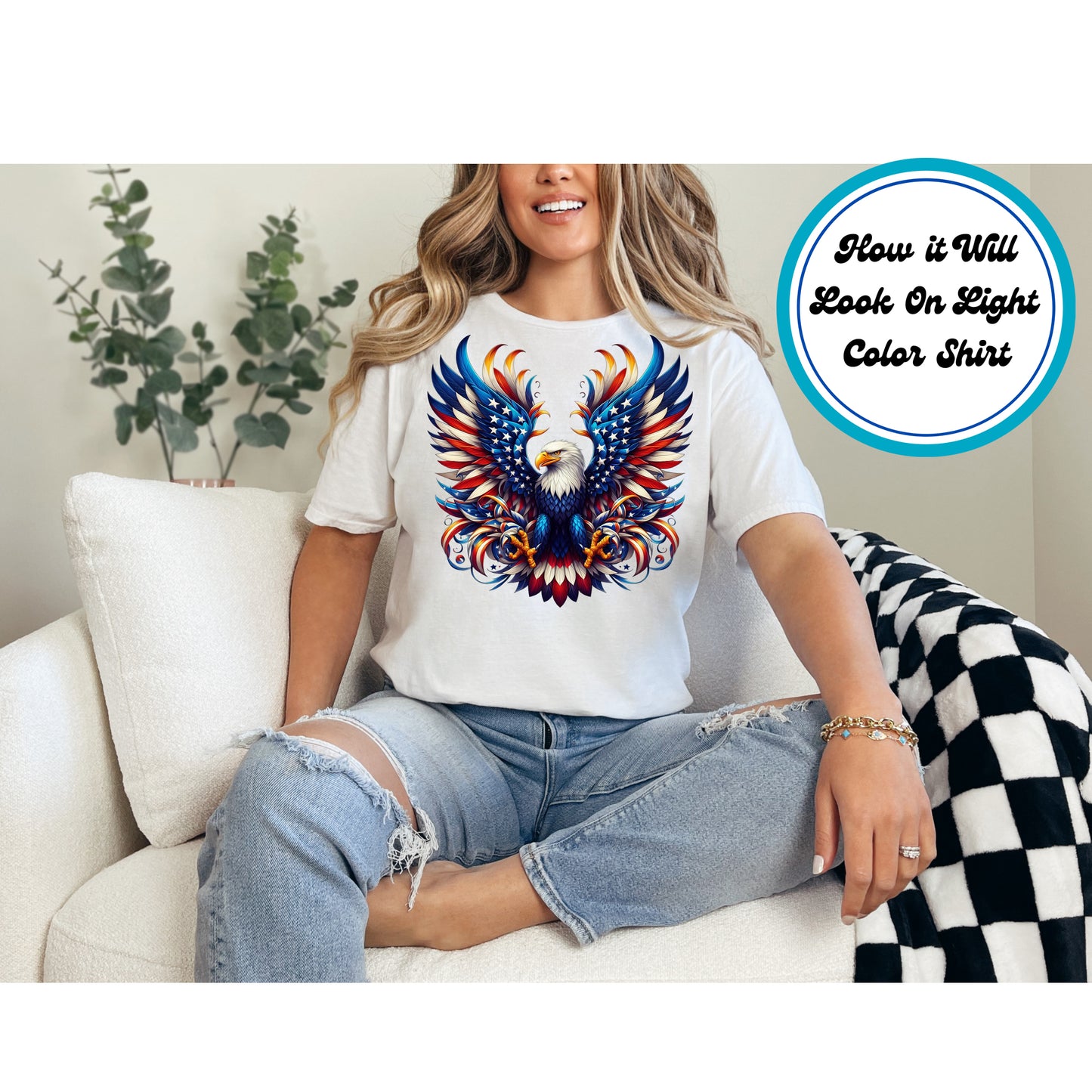 4th Of July DTF Transfer Iron On Heat Transfer - Ready to Press, American Bald Eagle DTF Transfer 7868
