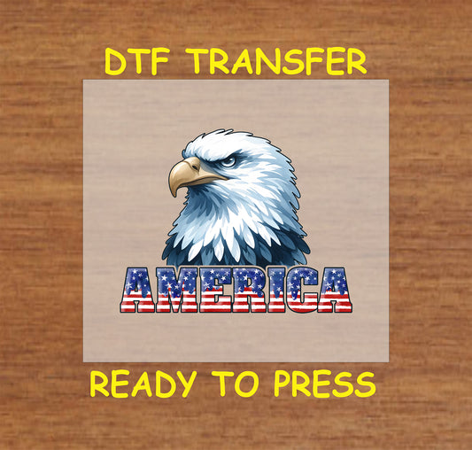 4th Of July DTF Transfer Iron On Heat Transfer - Ready to Press, America Bald Eagle DTF Transfer 7881