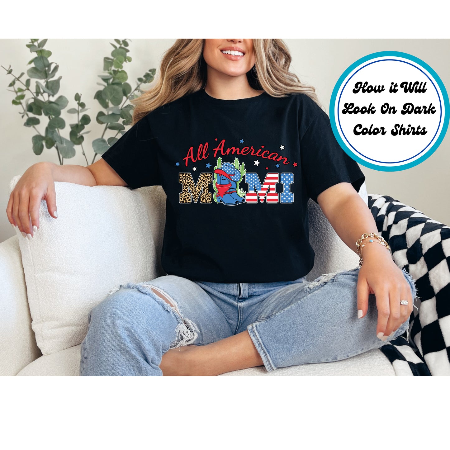 4th Of July DTF Transfer Iron On Heat Transfer - Ready to Press, All American Mimi DTF Transfer 7954