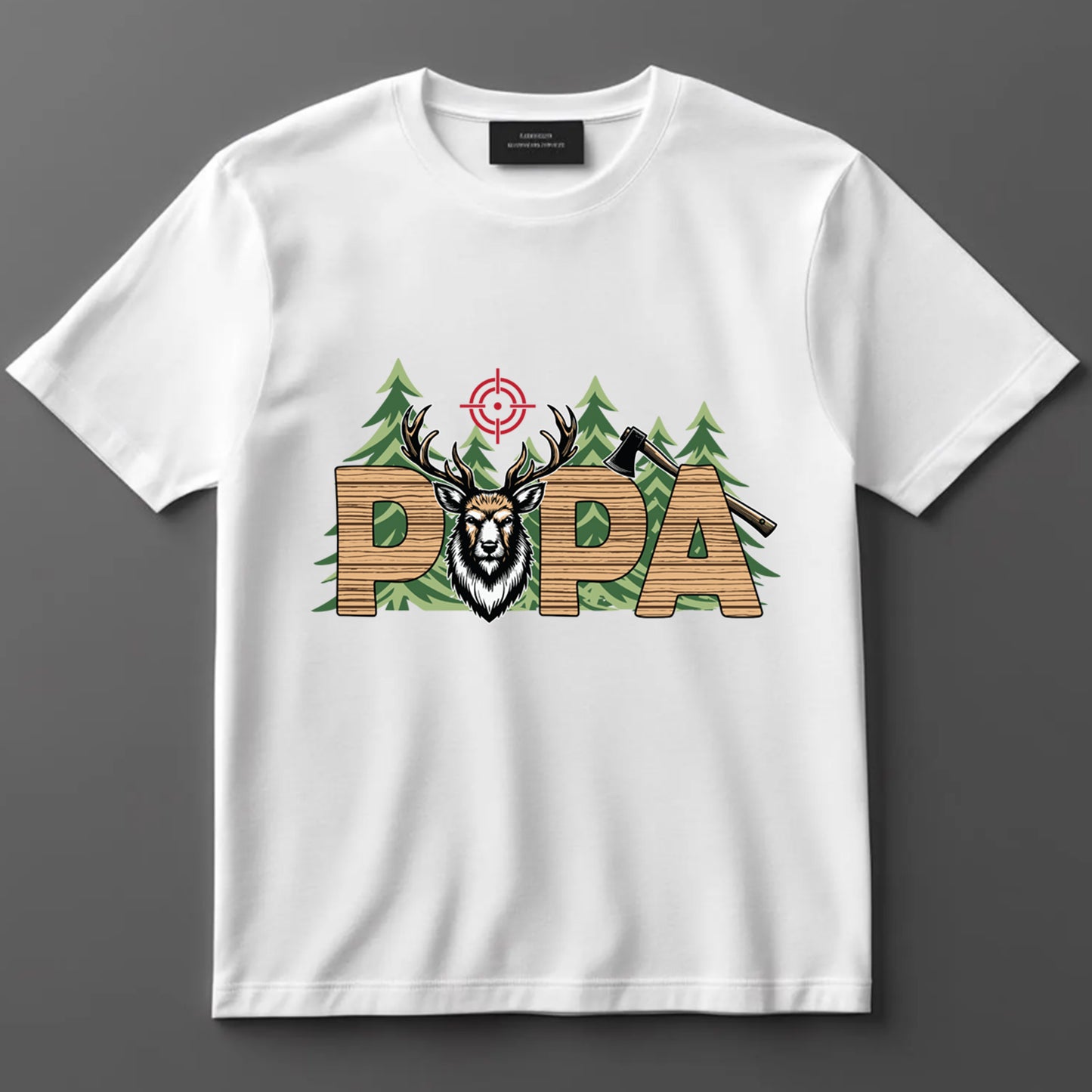 Hunting DTF Transfer Iron On Heat Transfer - Ready to Press, Rustic Forest Theme Papa DTF Transfer 7995