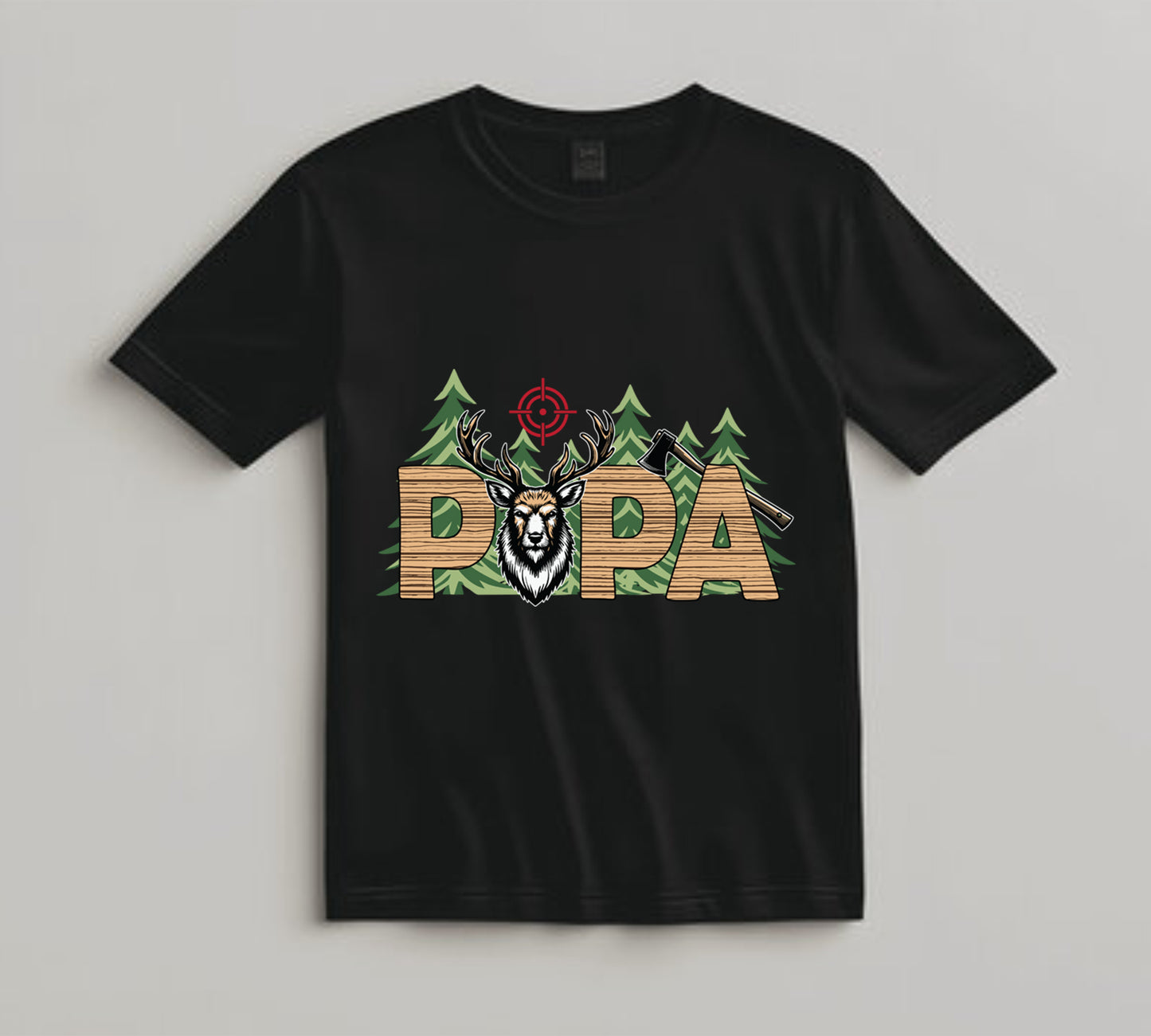 Hunting DTF Transfer Iron On Heat Transfer - Ready to Press, Rustic Forest Theme Papa DTF Transfer 7995