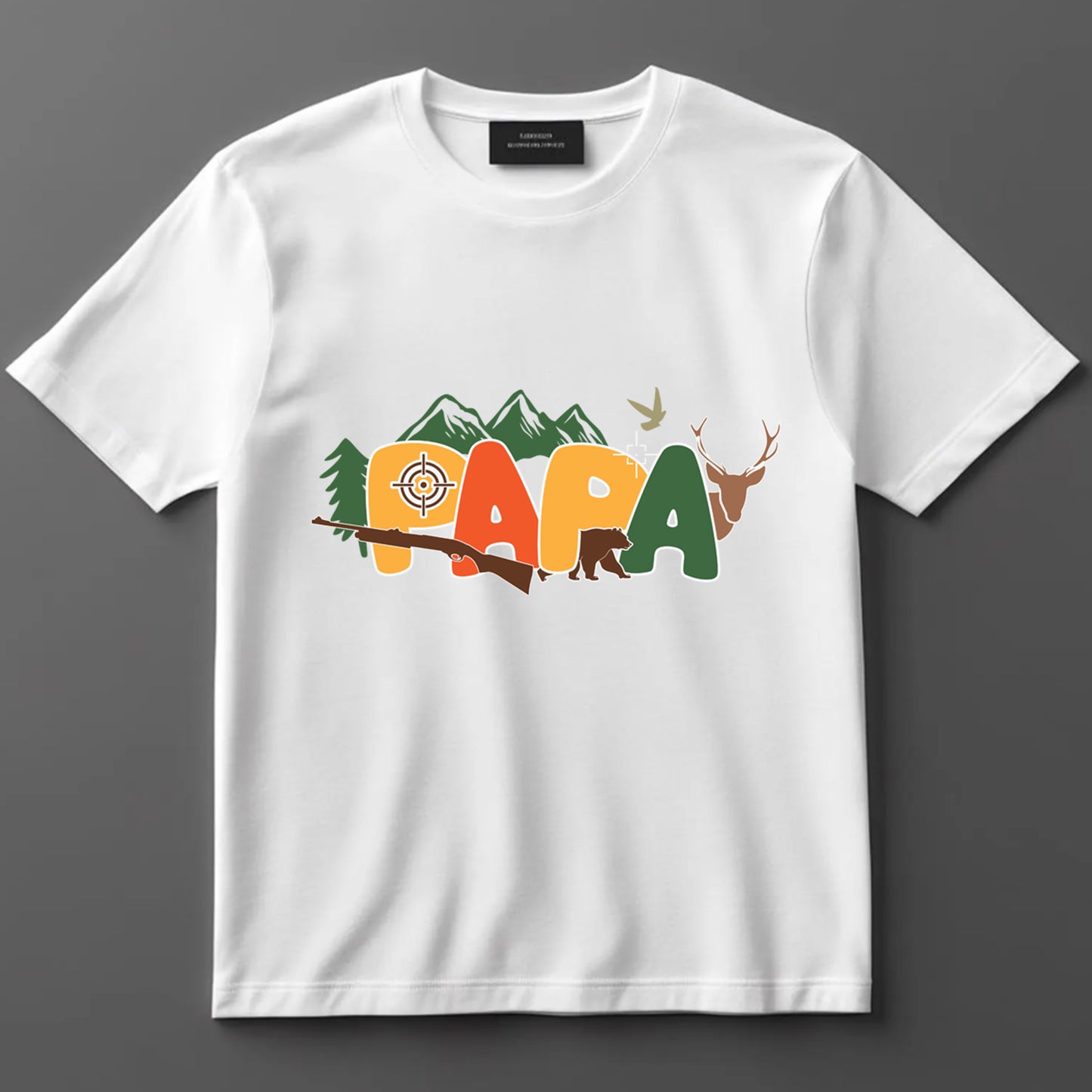 Hunting DTF Transfer Iron On Heat Transfer - Ready to Press, Mountain Theme Papa DTF Transfer 7996