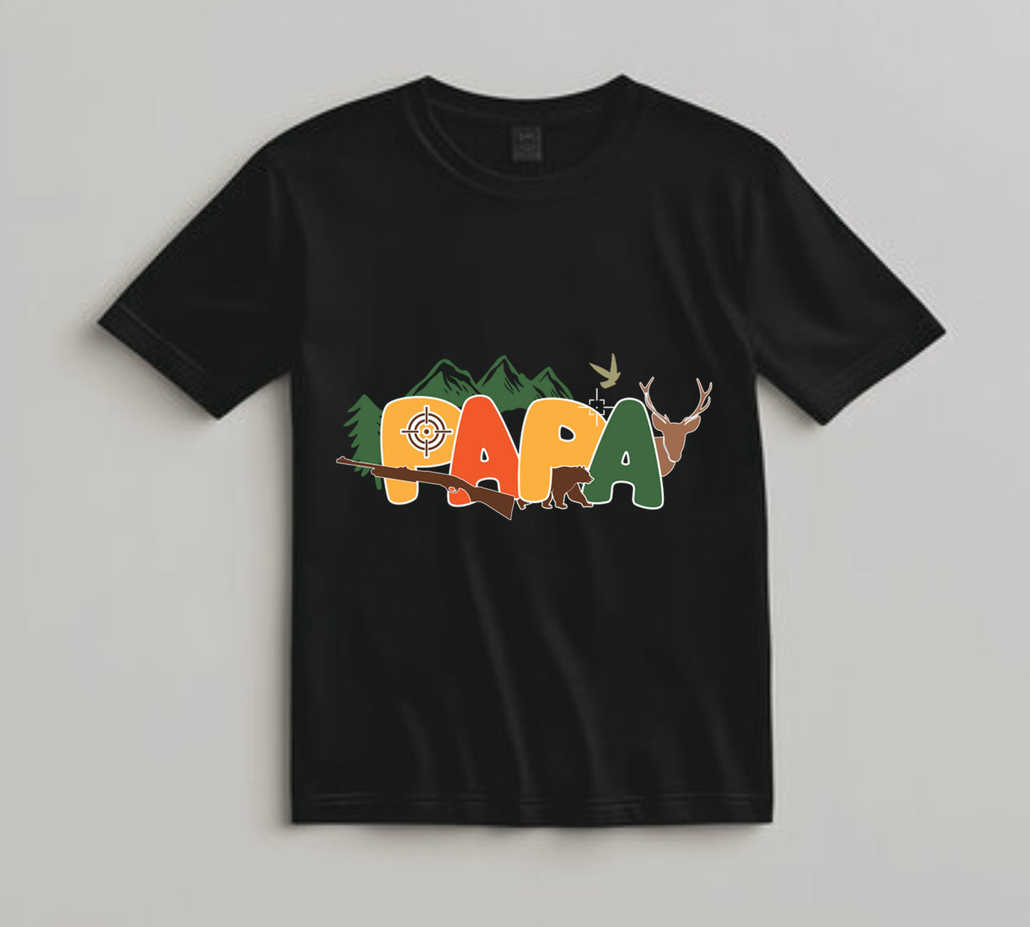Hunting DTF Transfer Iron On Heat Transfer - Ready to Press, Mountain Theme Papa DTF Transfer 7996