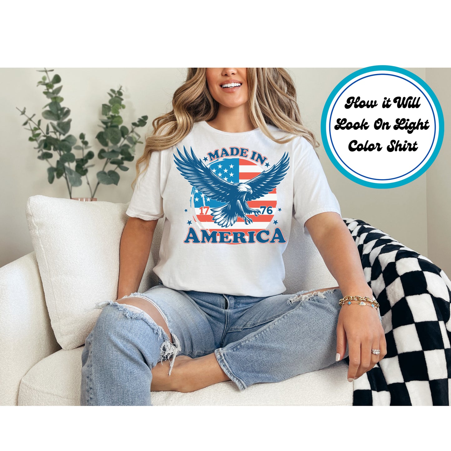 4th Of July DTF Transfer Iron On Heat Transfer - Ready to Press, Made in America 1776 DTF Transfer 8011