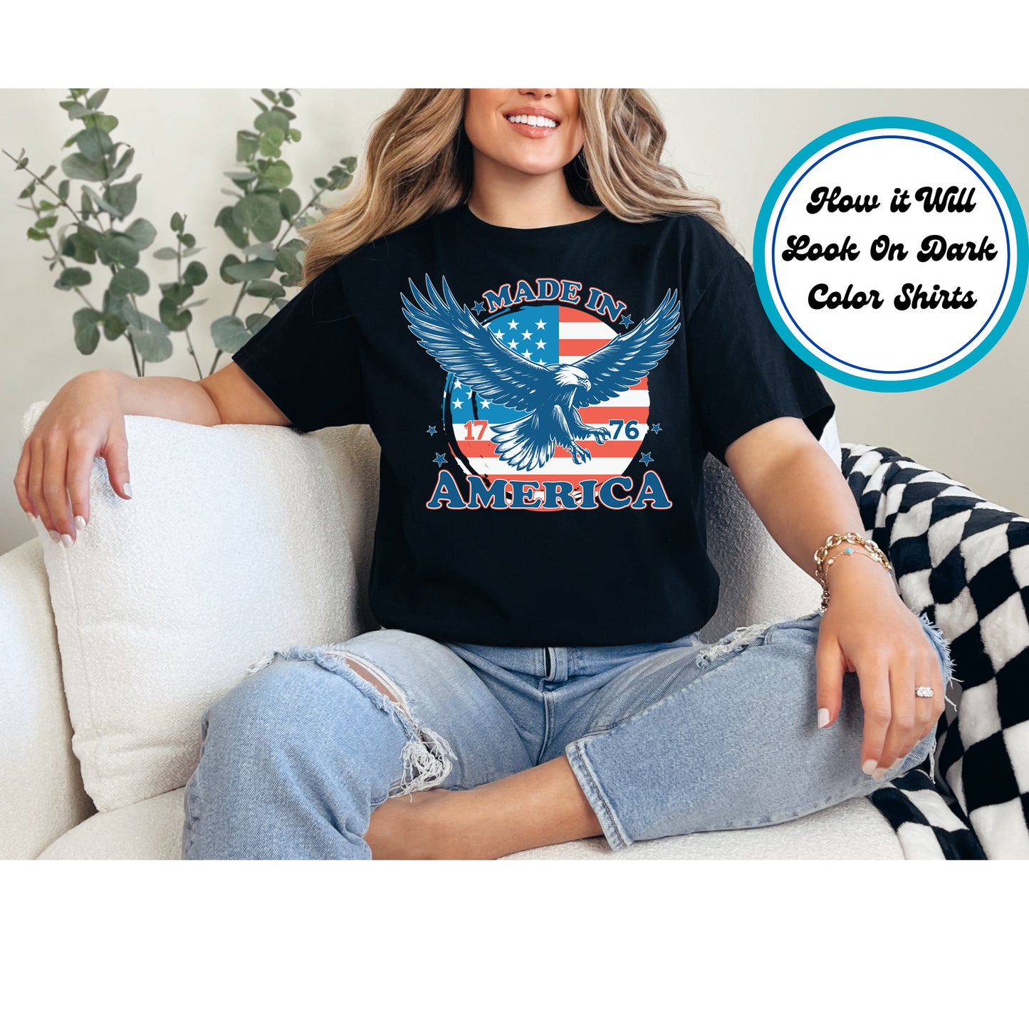 4th Of July DTF Transfer Iron On Heat Transfer - Ready to Press, Made in America 1776 DTF Transfer 8011