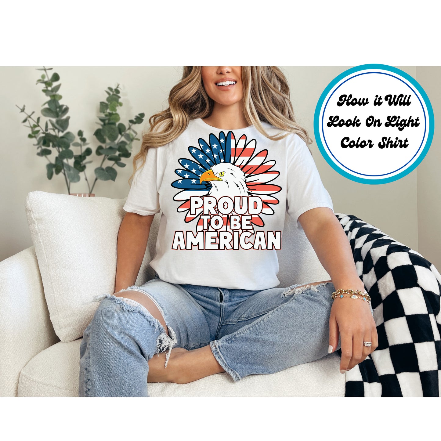 4th Of July DTF Transfer Iron On Heat Transfer - Ready to Press, Proud to Be American DTF Transfer 8021