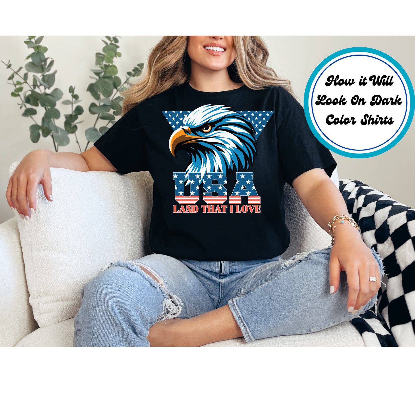 4th Of July DTF Transfer Iron On Heat Transfer - Ready to Press, USA Land That I Love DTF Transfer 8023