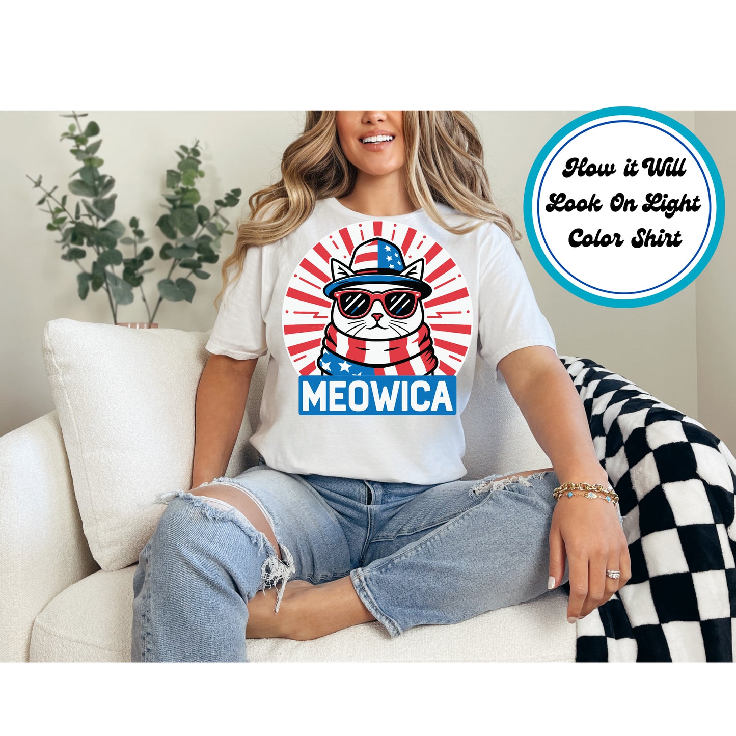 4th Of July DTF Transfer Iron On Heat Transfer - Ready to Press, Meowica DTF Transfer 8034