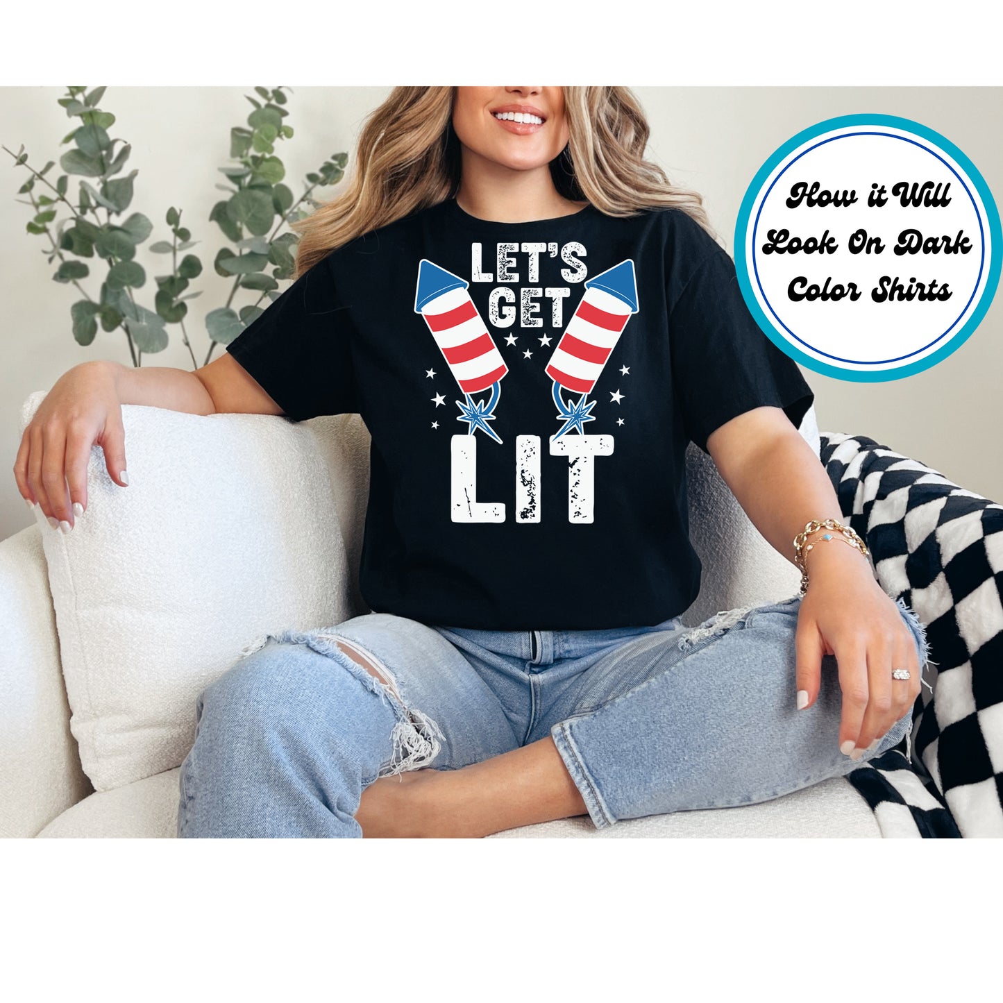 4th Of July DTF Transfer Iron On Heat Transfer - Ready to Press, Let's Get Lit DTF Transfer 8041