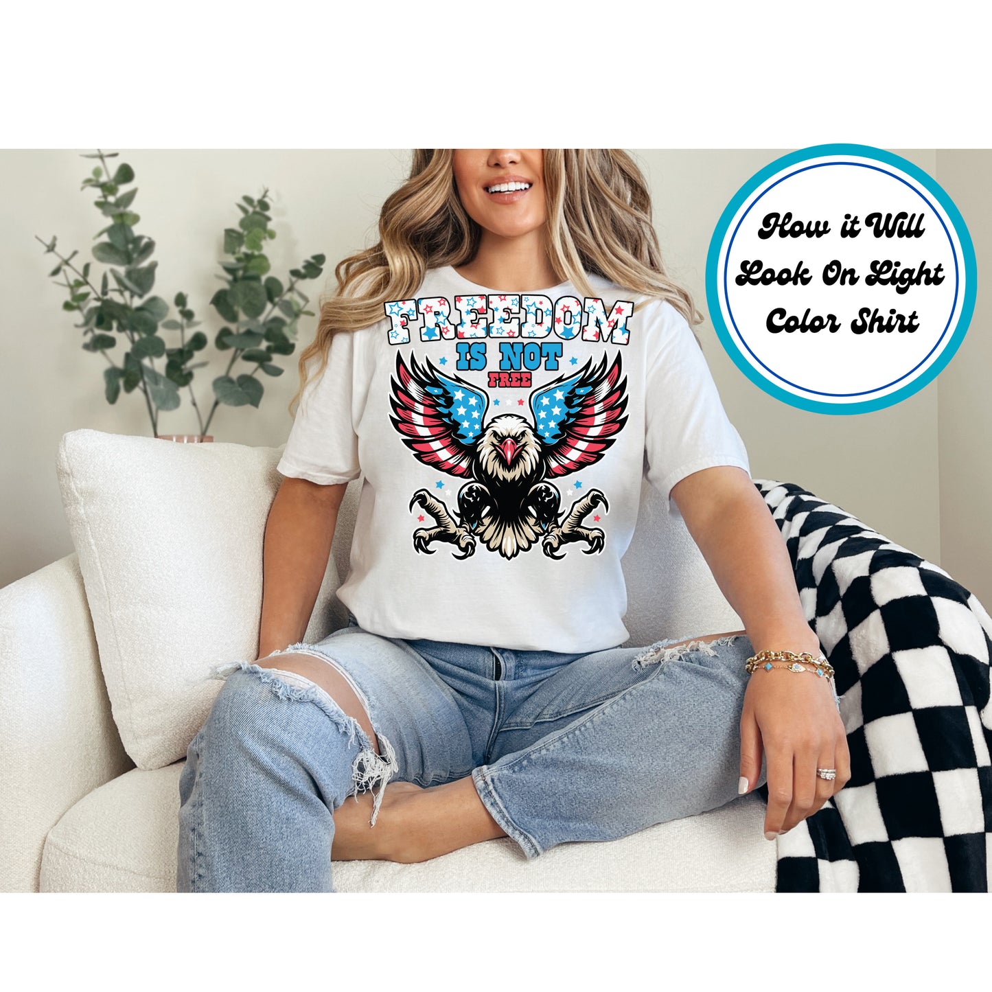 4th Of July DTF Transfer Iron On Heat Transfer - Ready to Press, Freedom Is Not Free DTF Transfer 8055
