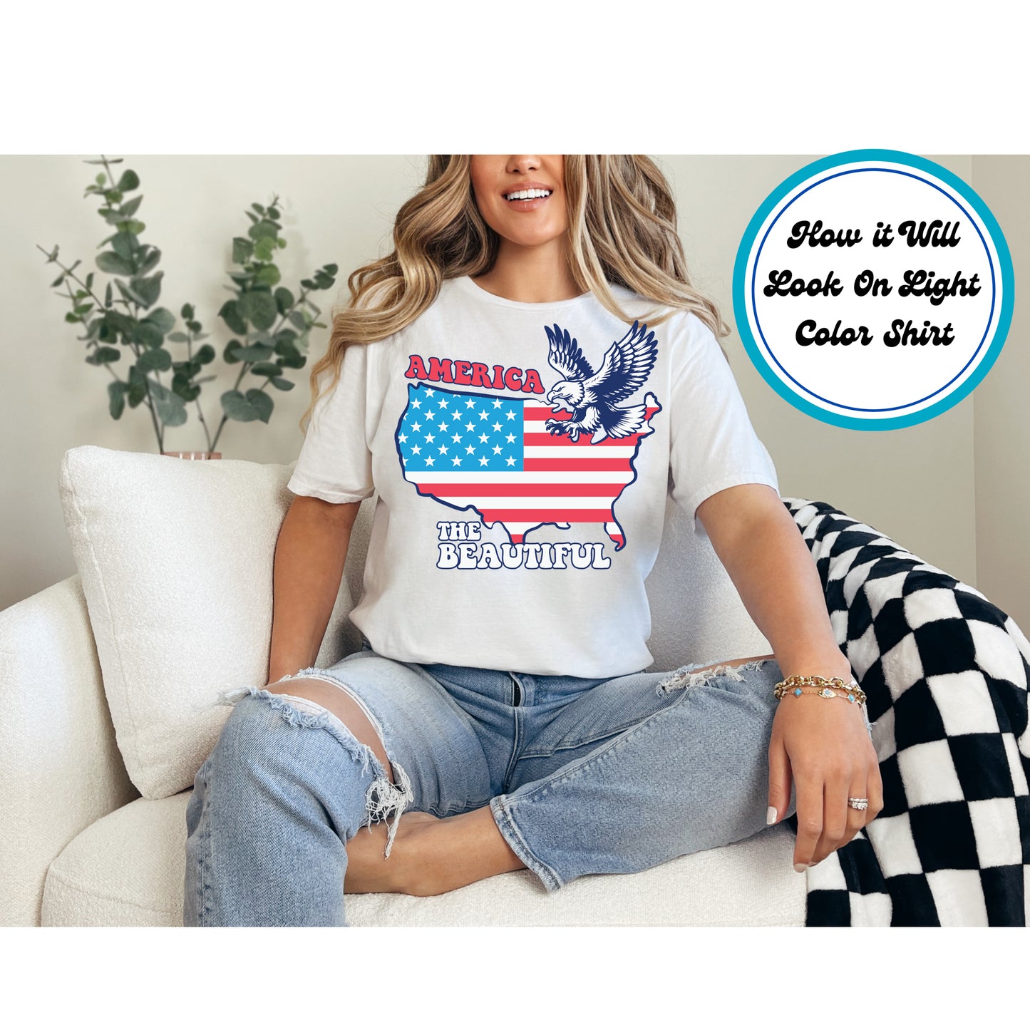 4th Of July DTF Transfer Iron On Heat Transfer - Ready to Press, America the Beautiful DTF Transfer 8061