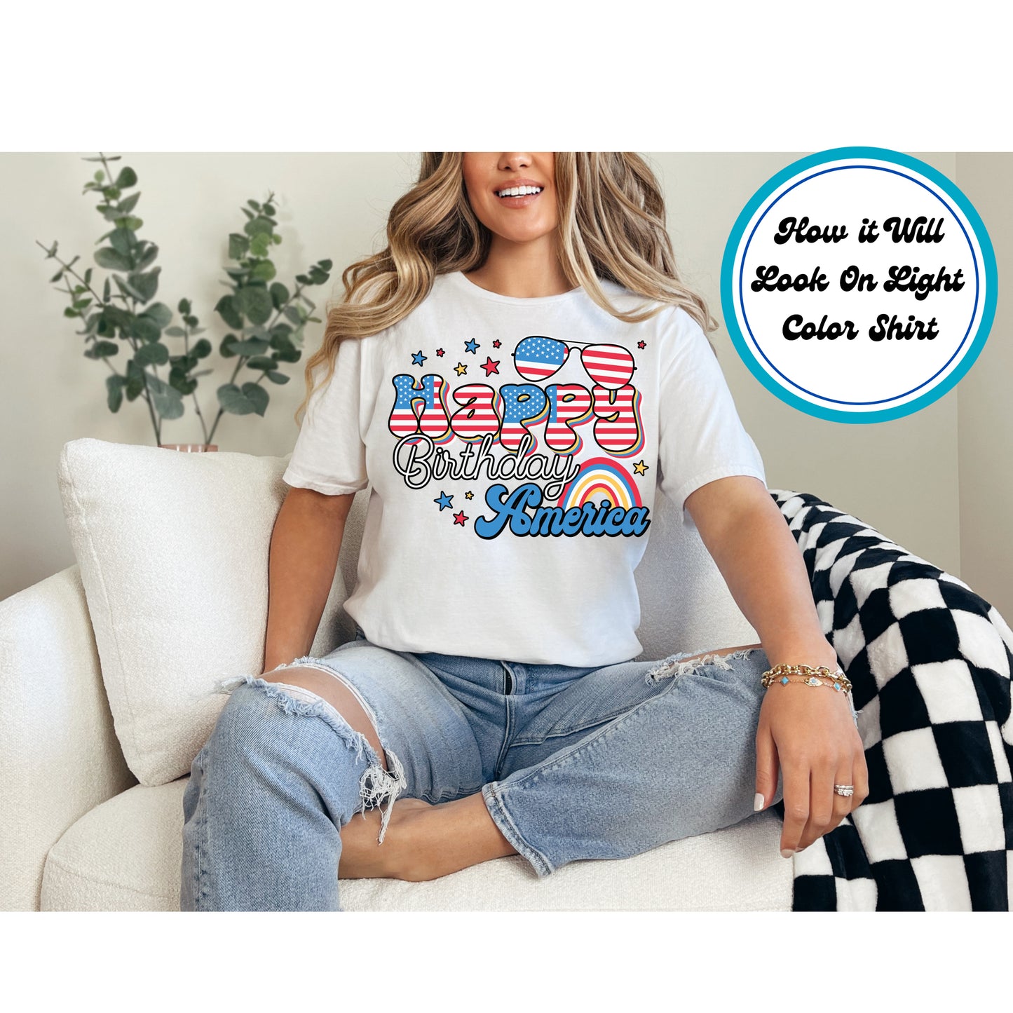 4th Of July DTF Transfer Iron On Heat Transfer - Ready to Press, Happy Birthday America DTF Transfer 8064
