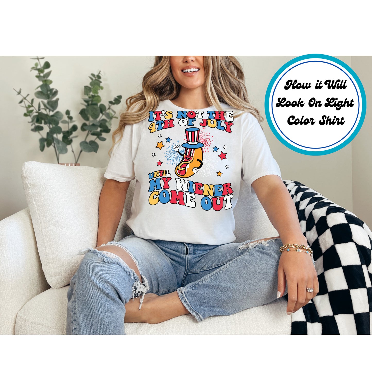 4th Of July DTF Transfer Iron On Heat Transfer - Ready to Press, Funny Patriotic Hot Dog DTF Transfer 8066