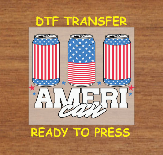 4th Of July DTF Transfer Iron On Heat Transfer - Ready to Press, AmeriCAN DTF Transfer 8074