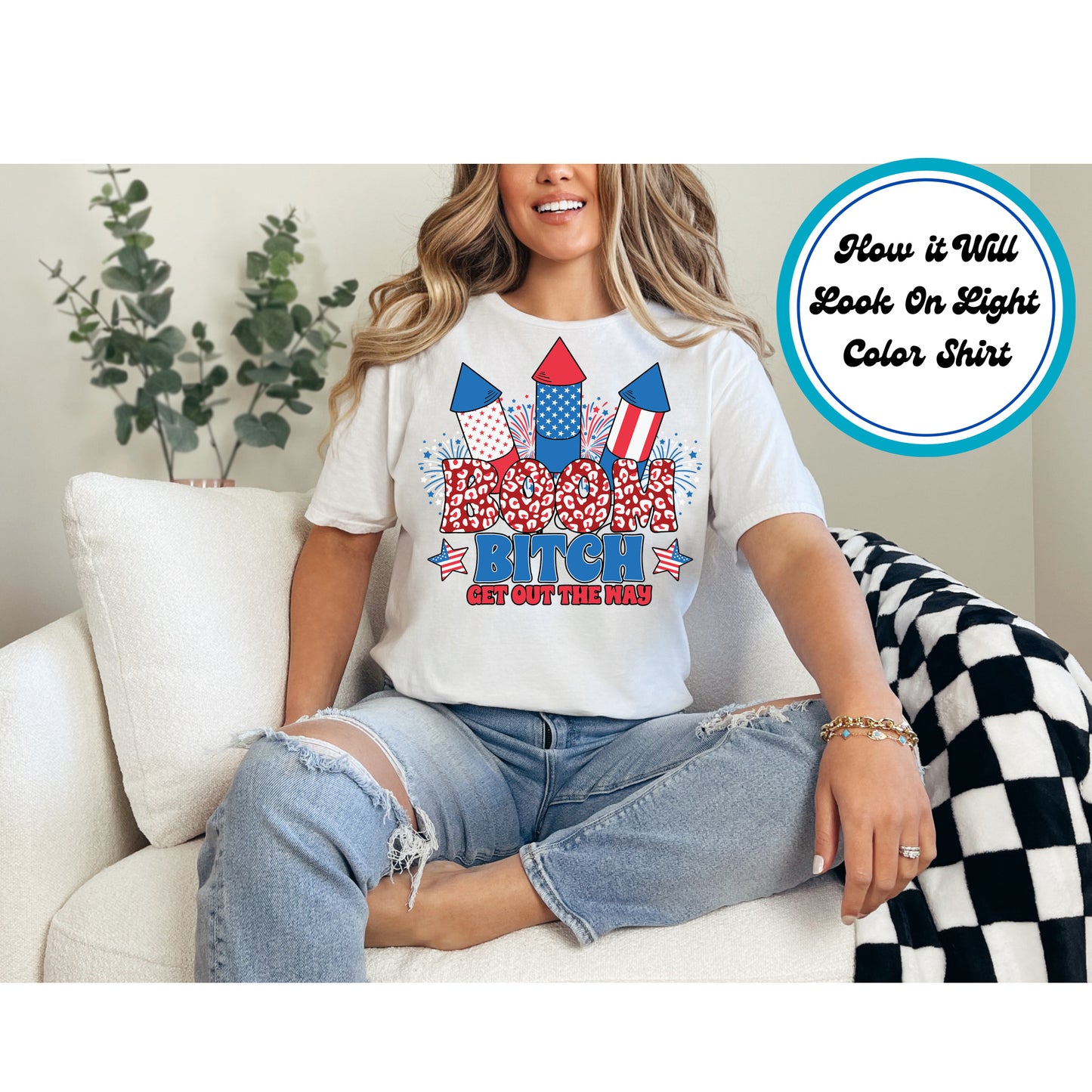 4th Of July DTF Transfer Iron On Heat Transfer - Ready to Press, Boom Get Out the Way DTF Transfer 8079