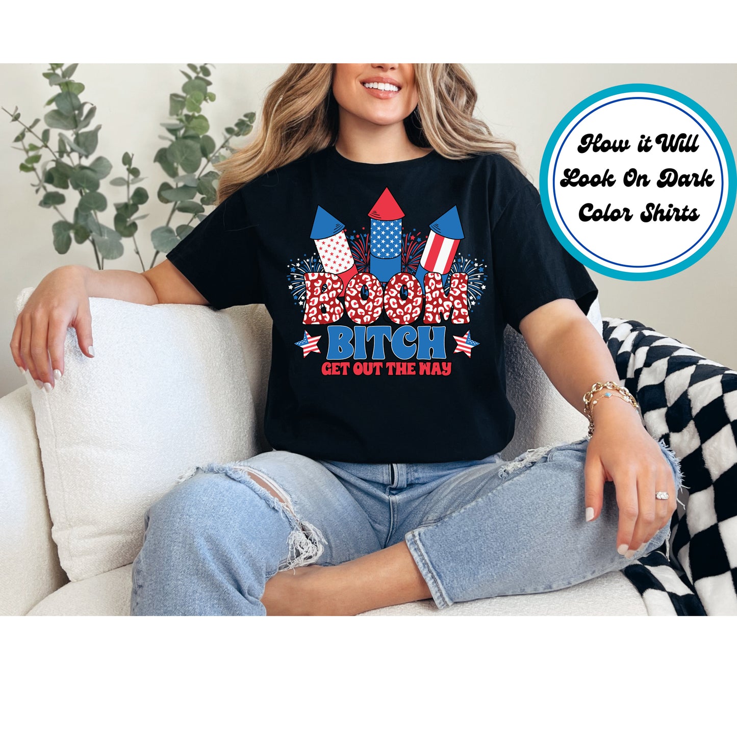 4th Of July DTF Transfer Iron On Heat Transfer - Ready to Press, Boom Get Out the Way DTF Transfer 8079