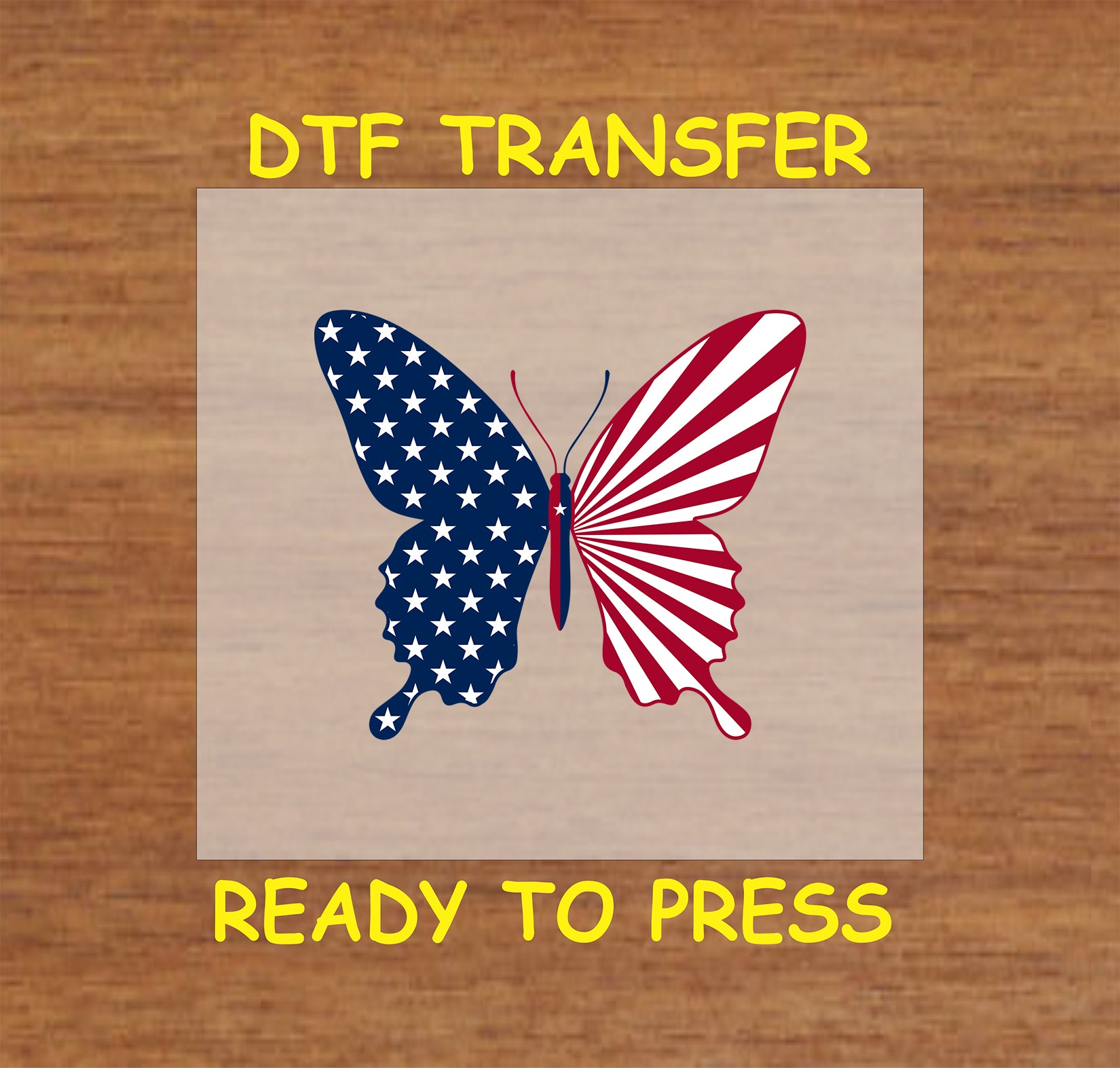 Butterfly with American flag stars and stripes pattern.