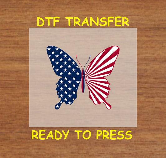 Butterfly with American flag stars and stripes pattern.