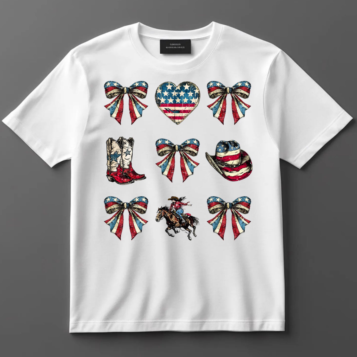 4th Of July DTF Transfer Iron On Heat Transfer - Ready to Press, Cowgirl Americana DTF Transfer 8192