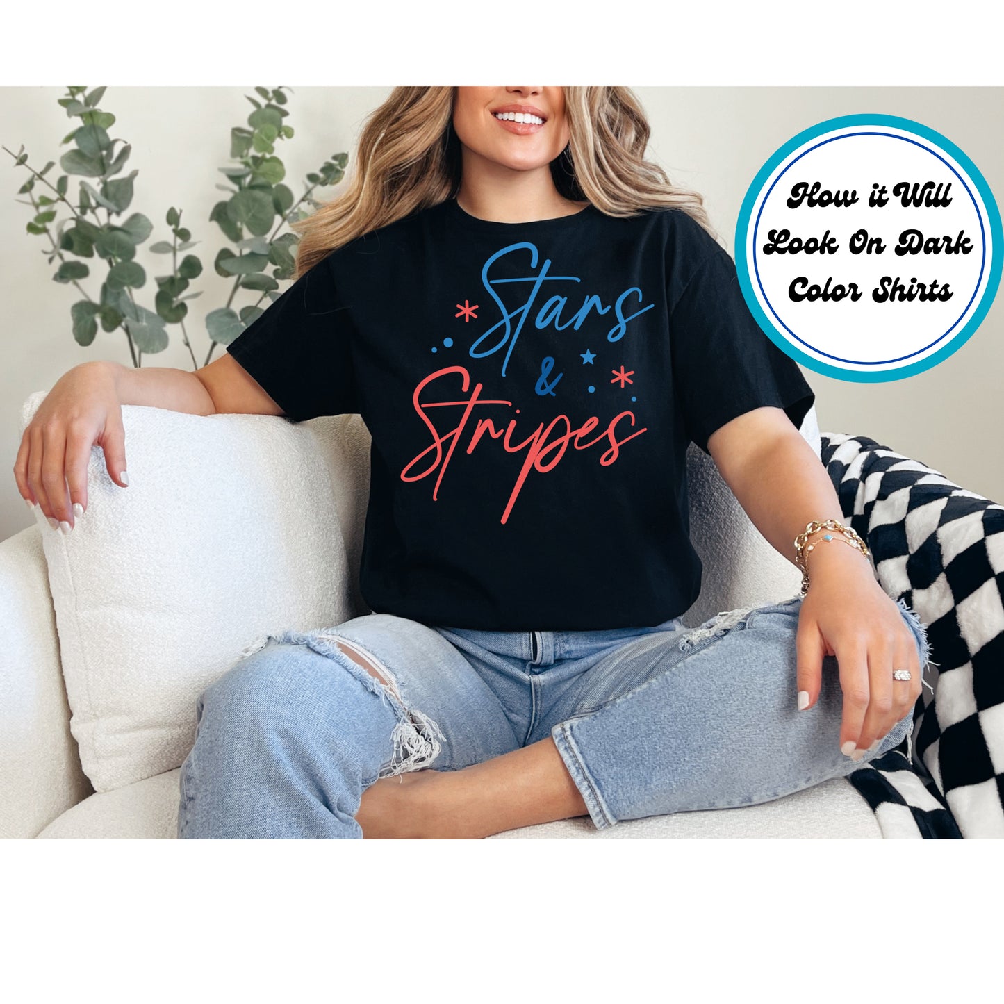 4th Of July DTF Transfer Iron On Heat Transfer - Ready to Press, Stars and Stripes DTF Transfer 8200