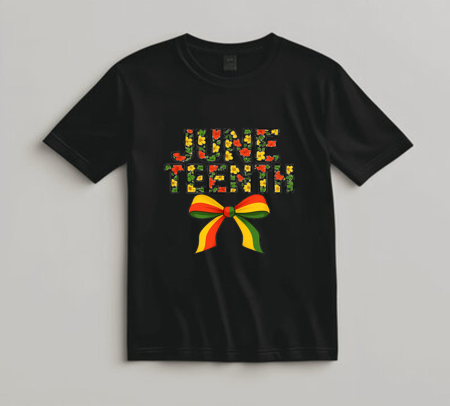 Juneteenth DTF Transfer Iron On Heat Transfer - Ready to Press, Floral Juneteenth Bow DTF Transfer 8297