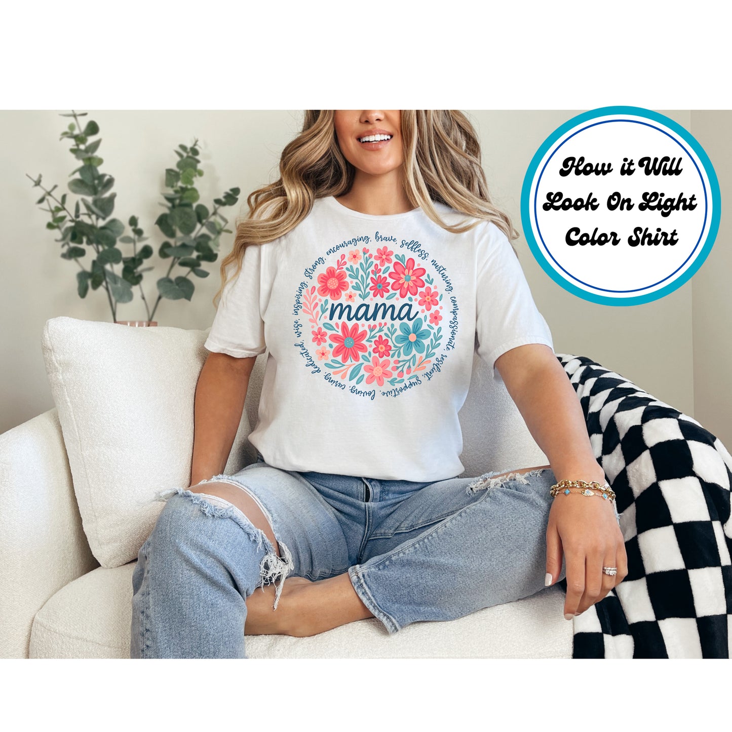 Mom DTF Transfer Iron On Heat Transfer - Ready to Press, Floral Mama DTF Transfer 8776