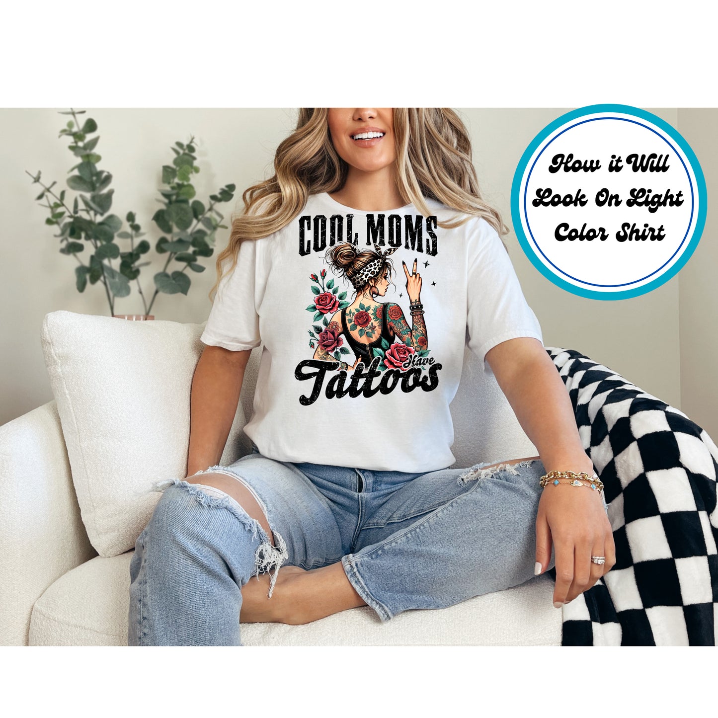 Mom DTF Transfer Iron On Heat Transfer - Ready to Press, Cool Moms Have Tattoos DTF Transfer 8807