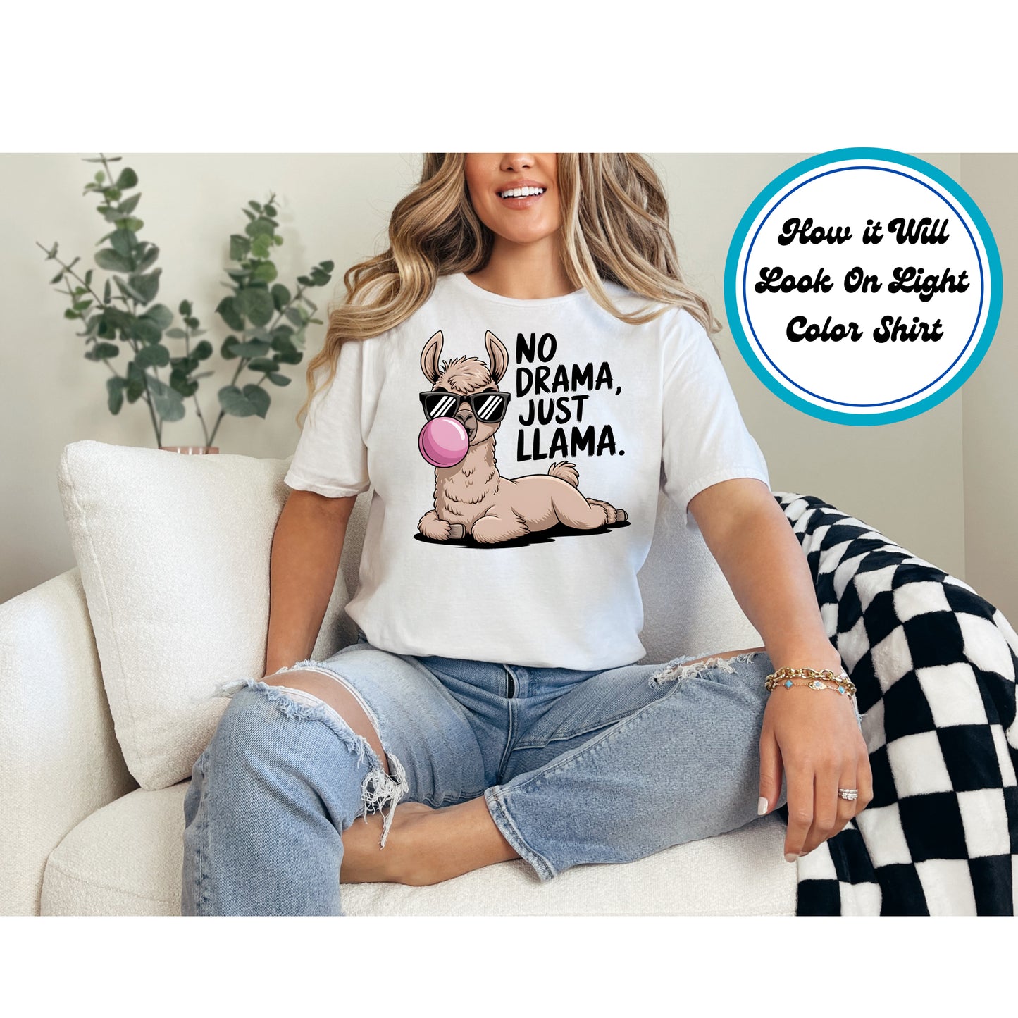 Funny DTF Transfer Iron On Heat Transfer - Ready to Press, No Drama Just Llama DTF Transfer 8840