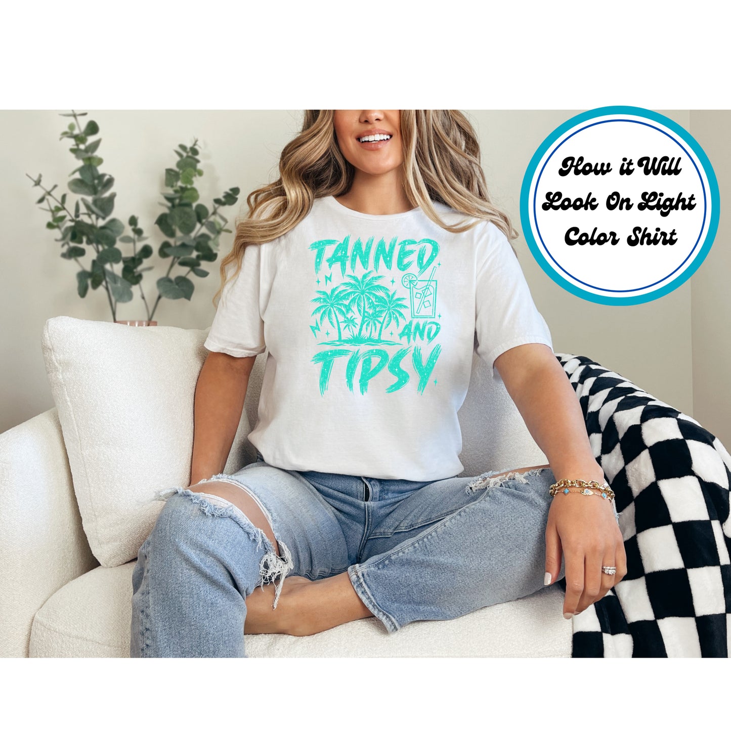 Summer DTF Transfer Iron On Heat Transfer - Ready to Press, Tanned and Tipsy DTF Transfer 8859