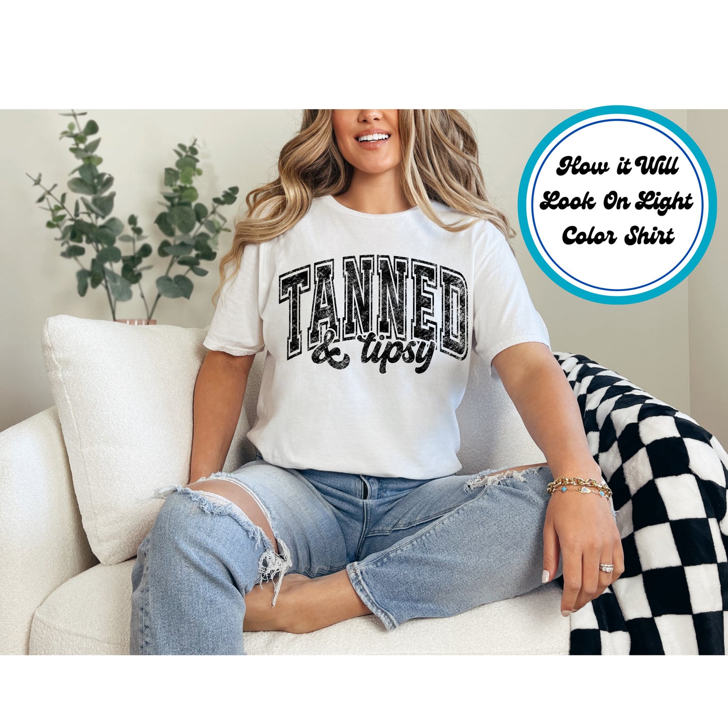 Summer DTF Transfer Iron On Heat Transfer - Ready to Press, Tanned and Tipsy DTF Transfer 9000