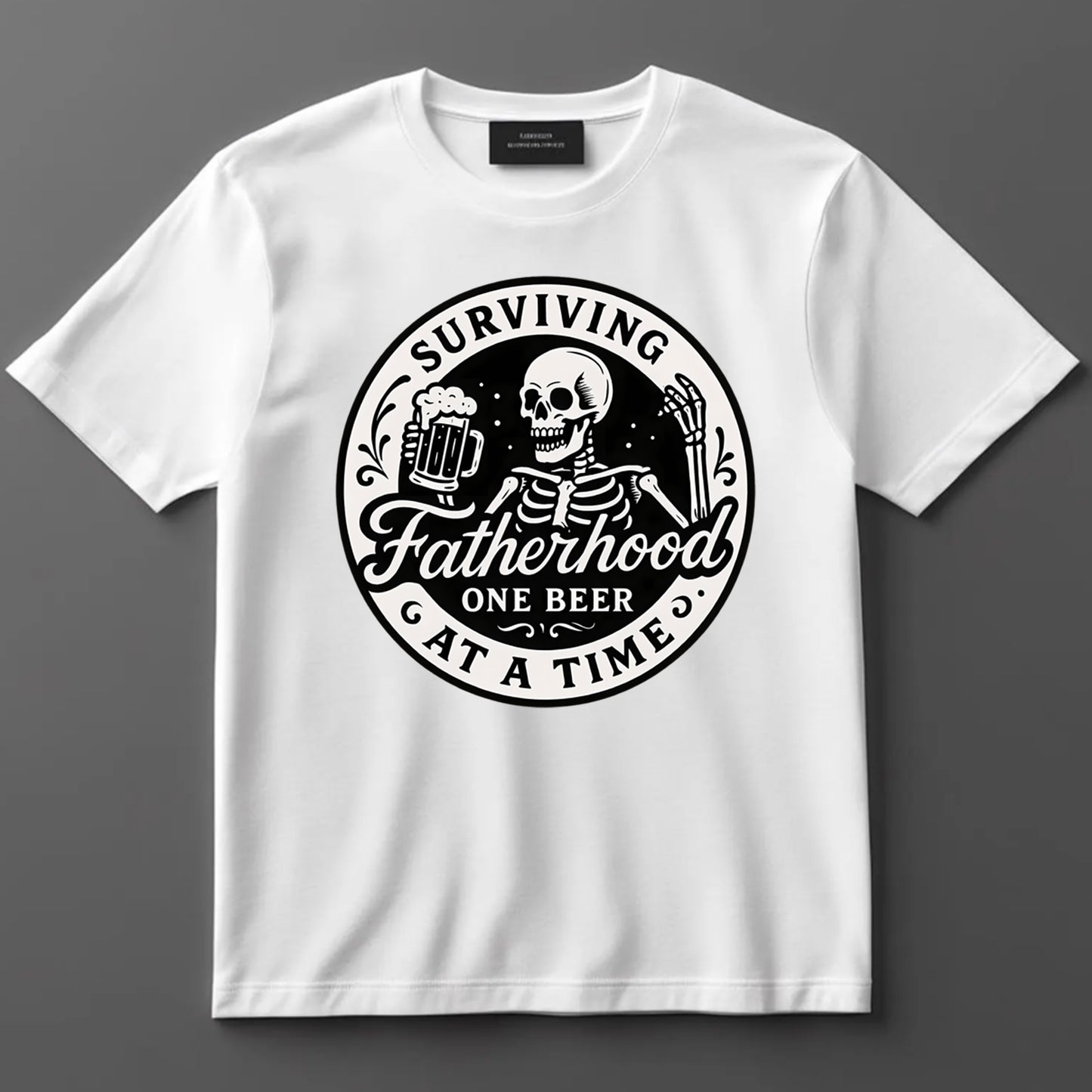 Dad DTF Transfer Iron On Heat Transfer - Ready to Press, Surviving Fatherhood DTF Transfer 9010