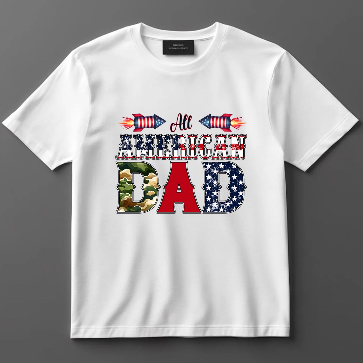 Dad DTF Transfer Iron On Heat Transfer - Ready to Press, All American Dad DTF Transfer 9022