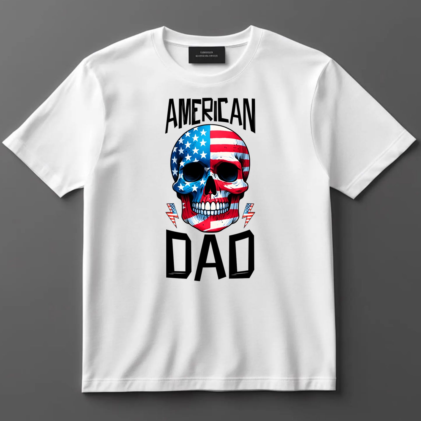 Dad DTF Transfer Iron On Heat Transfer - Ready to Press, American Dad Skull DTF Transfer 9027