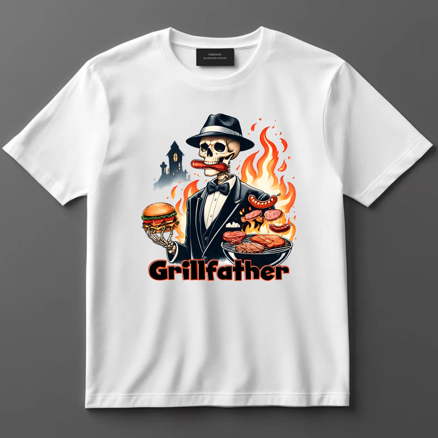 Dad DTF Transfer Iron On Heat Transfer - Ready to Press, Grillfather Skeleton DTF Transfer 9028