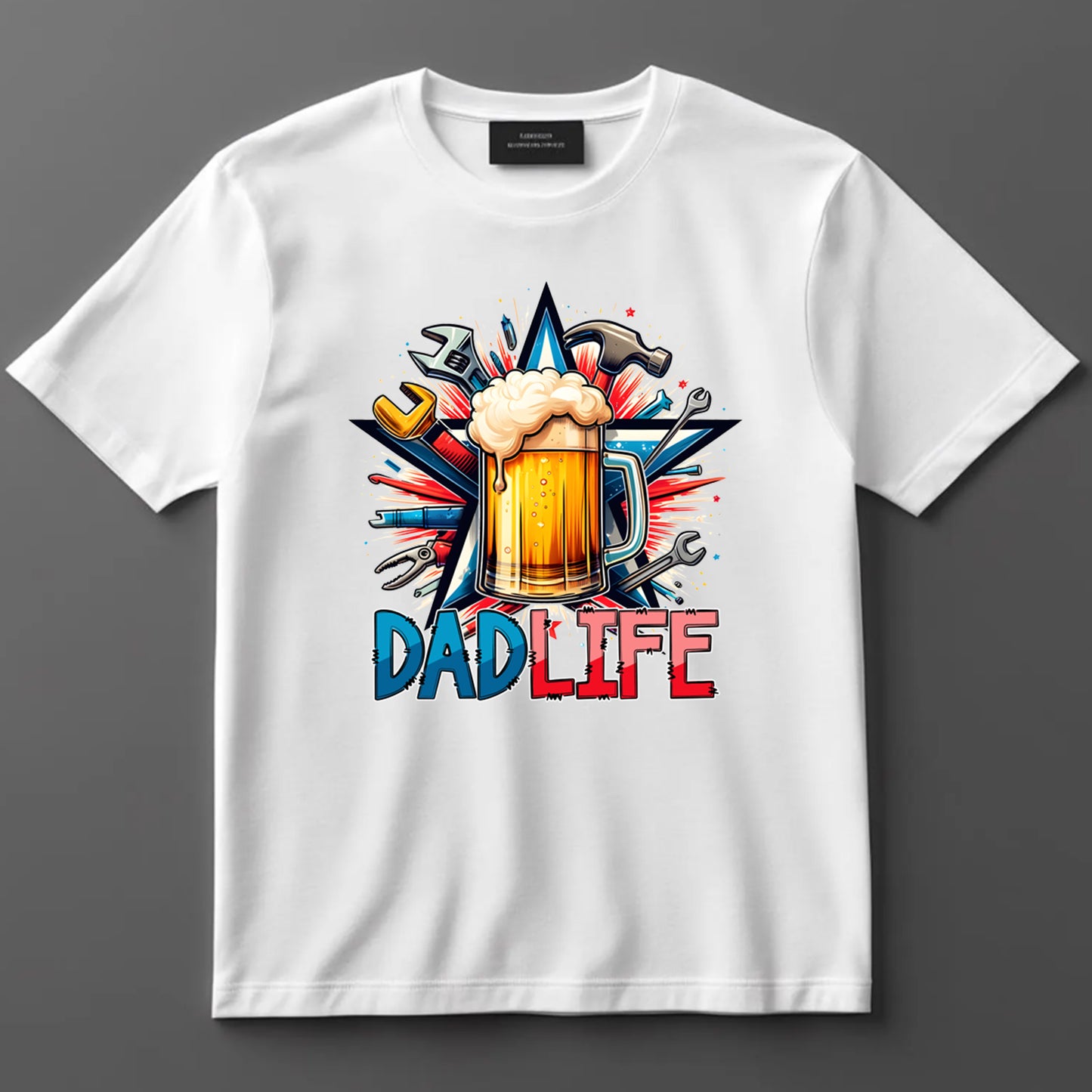 Dad DTF Transfer Iron On Heat Transfer - Ready to Press, Dad Life Beer and Tools DTF Transfer 9034