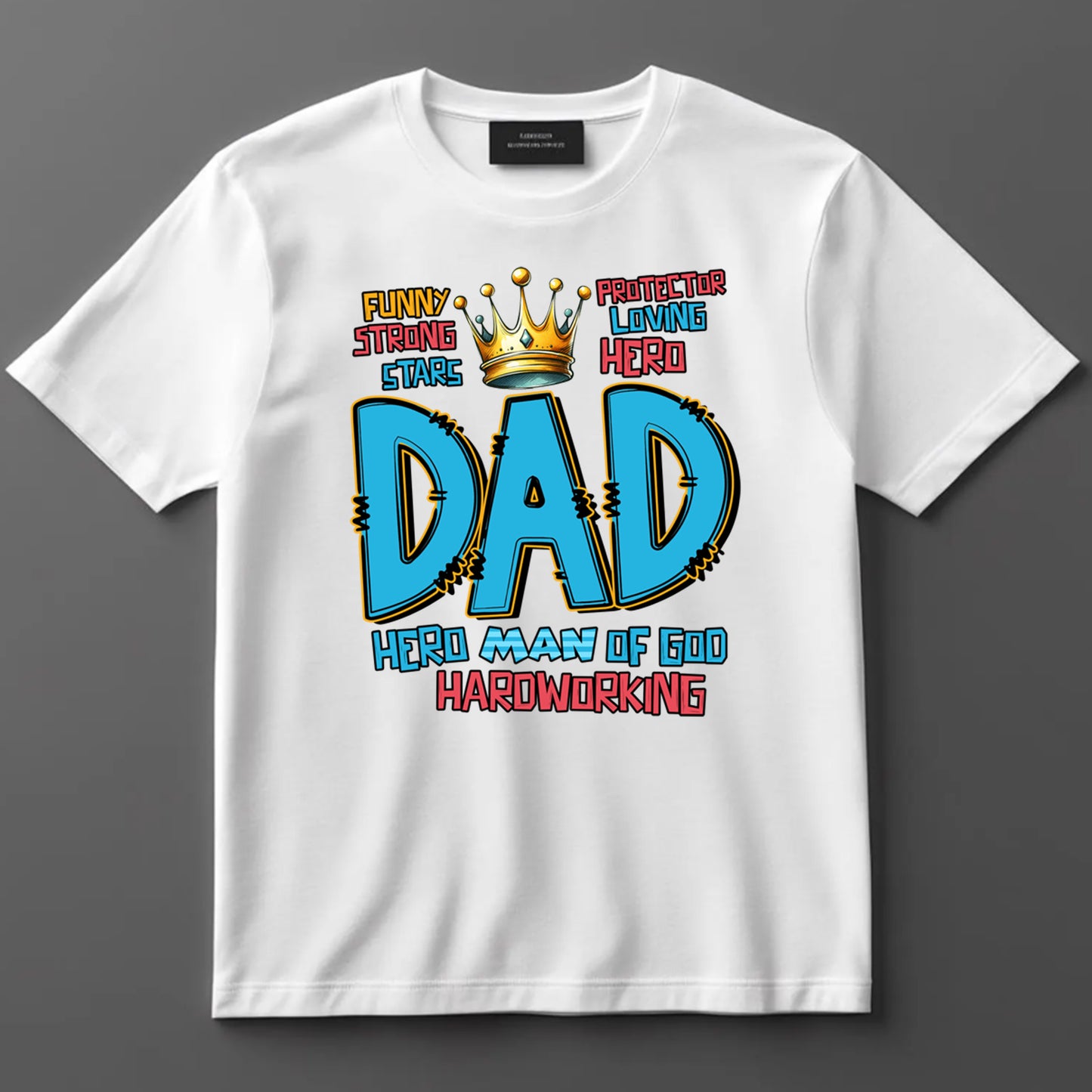 Dad DTF Transfer Iron On Heat Transfer - Ready to Press, Crowned Dad DTF Transfer 9037