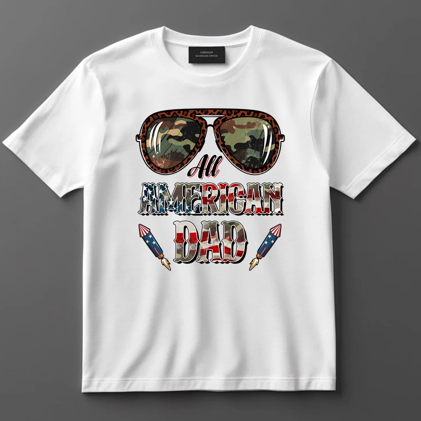Dad DTF Transfer Iron On Heat Transfer - Ready to Press, Patriotic All American Dad DTF Transfer 9084