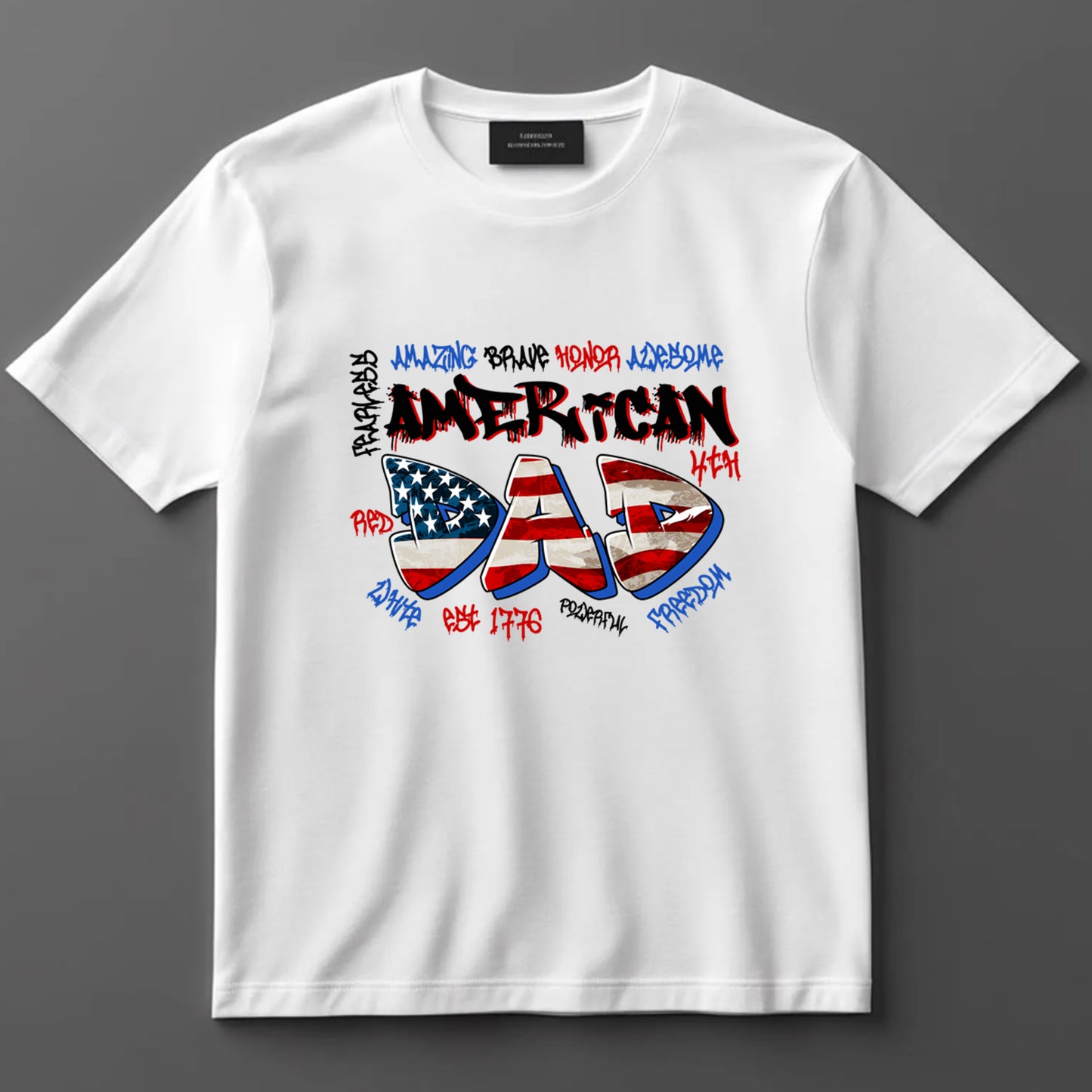 Dad DTF Transfer Iron On Heat Transfer - Ready to Press, Graffiti American Dad DTF Transfer 9113