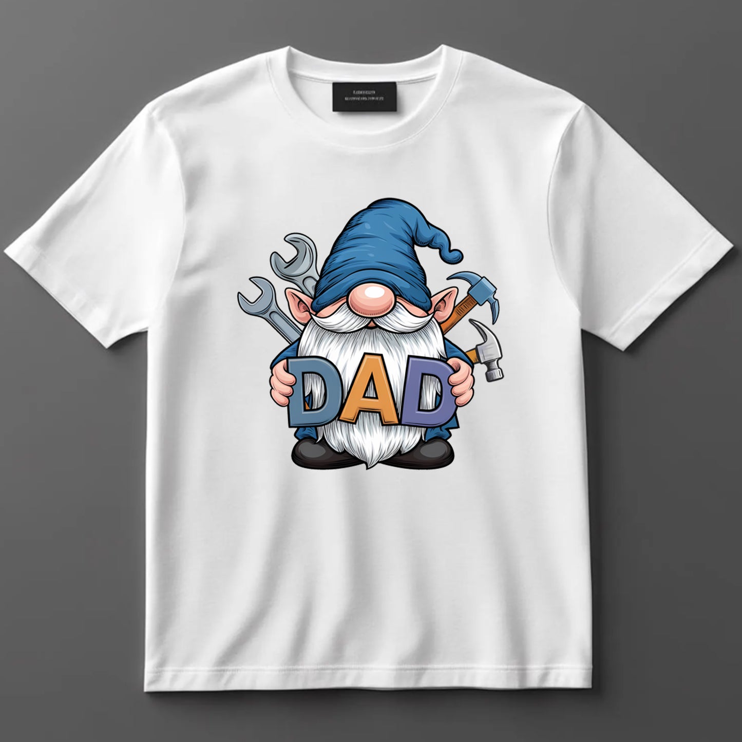 Dad DTF Transfer Iron On Heat Transfer - Ready to Press, Gnome Dad with Tools DTF Transfer 9115