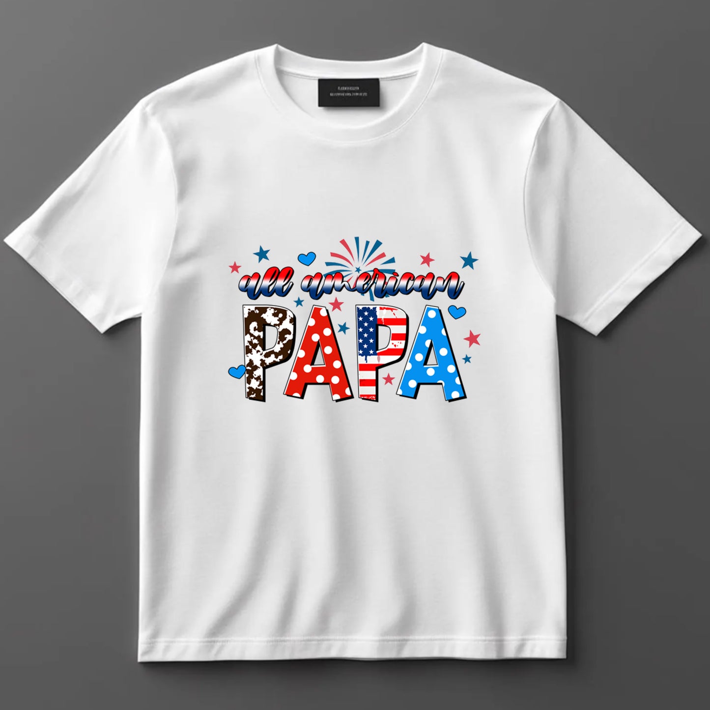 Dad DTF Transfer Iron On Heat Transfer - Ready to Press, All American Papa DTF Transfer 9120