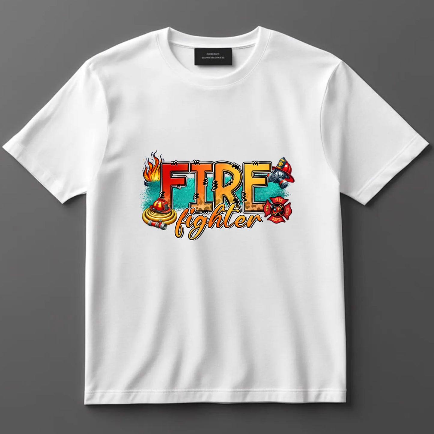 Firefighter DTF Transfer Iron On Heat Transfer - Ready to Press, Firefighter Flames DTF Transfer 9136