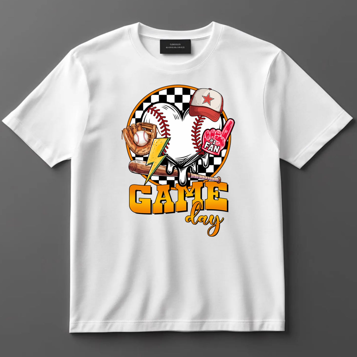 Dad DTF Transfer Iron On Heat Transfer - Ready to Press, Game Day Baseball Heart DTF Transfer 9153