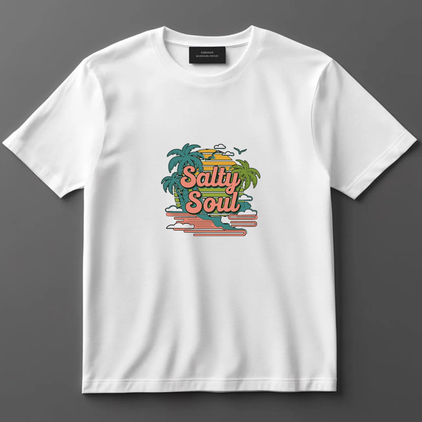 Summer DTF Transfer Iron On Heat Transfer - Ready to Press, Salty Soul Retro DTF Transfer 9186